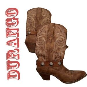 Durango cowgirl heeled boots embroidered detail SZ 6.5 roomy, fits SZ 7